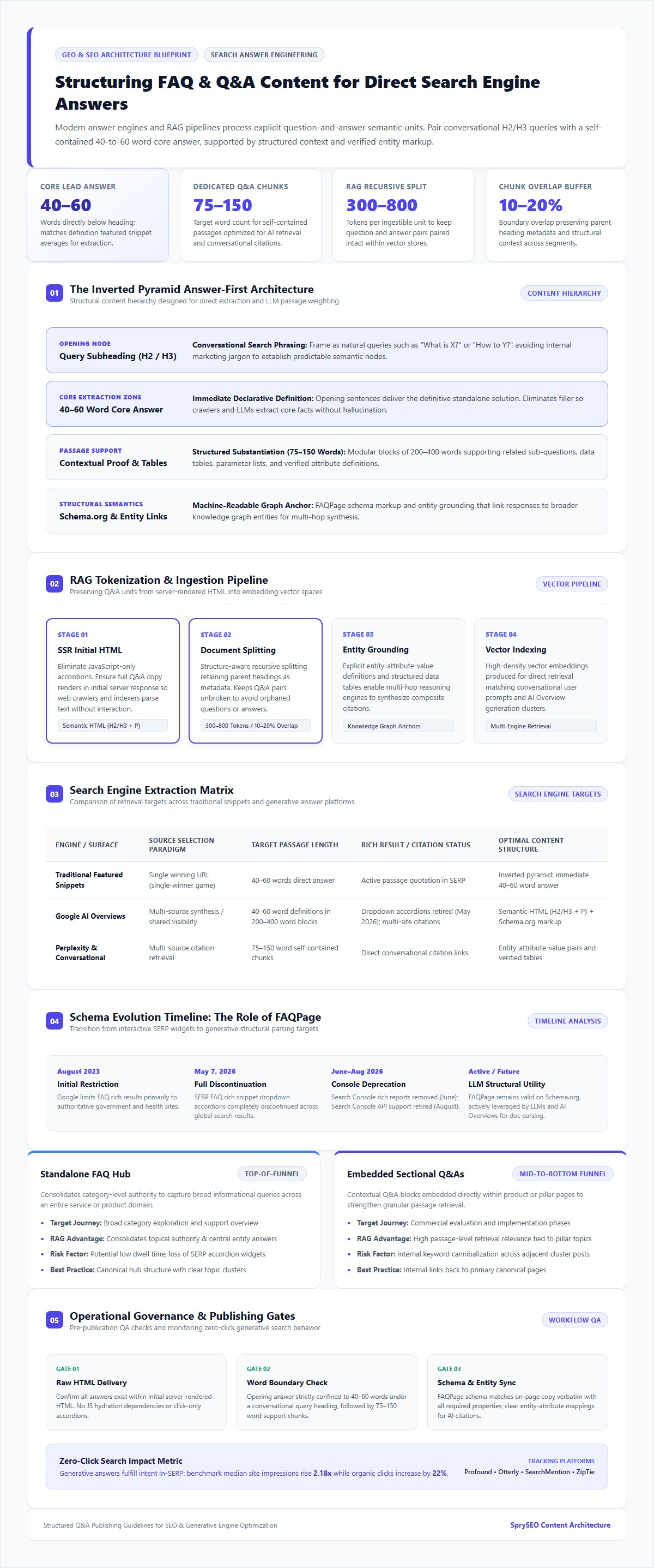 Structured architecture blueprint for optimizing FAQ and Q&A content for search engine featured snippets and generative AI engine citations