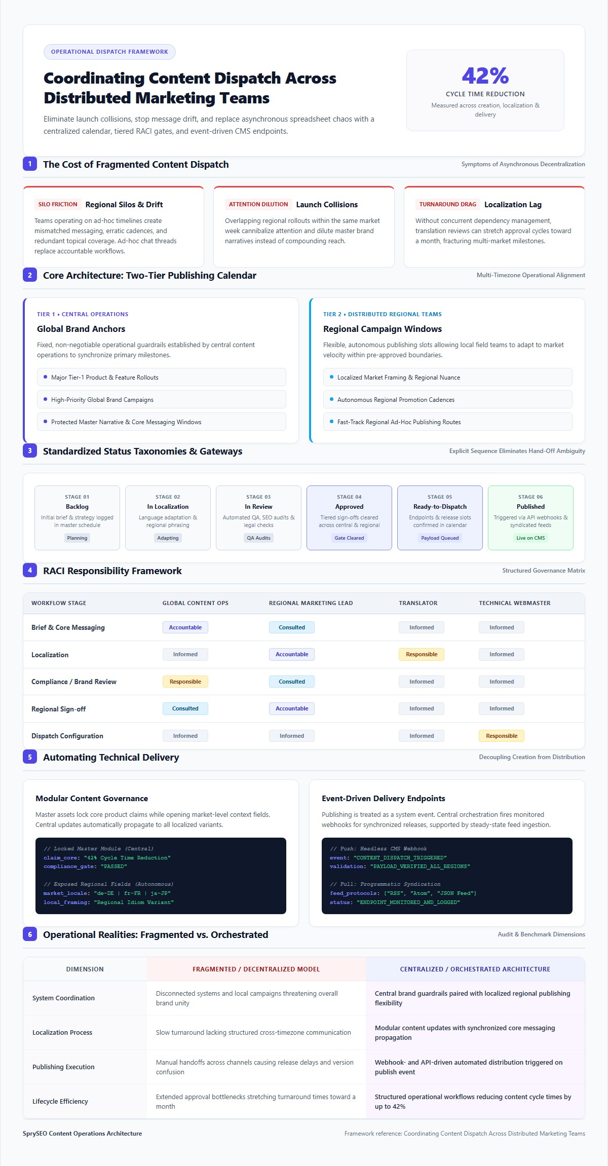 Architectural blueprint and operational workflow for coordinating multi-region content dispatch across distributed marketing teams.